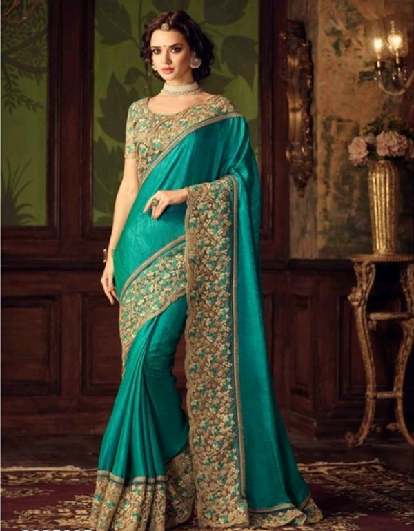 Embroidered Paper Silk  Green Sarees -  Free Size,  Green, Paper Silk, Pack of1